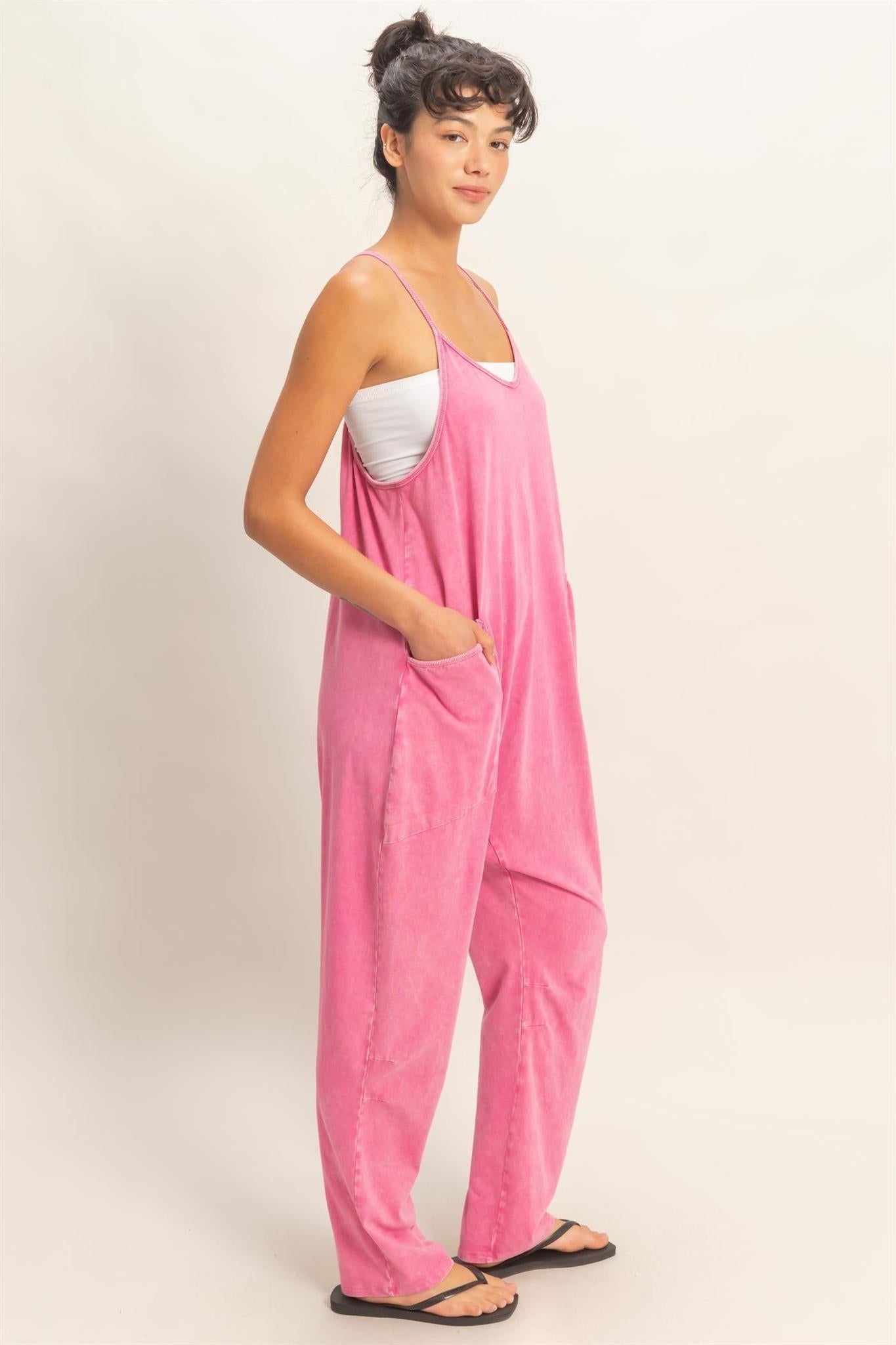 Mineral Wash Spaghetti Strap Jumpsuit