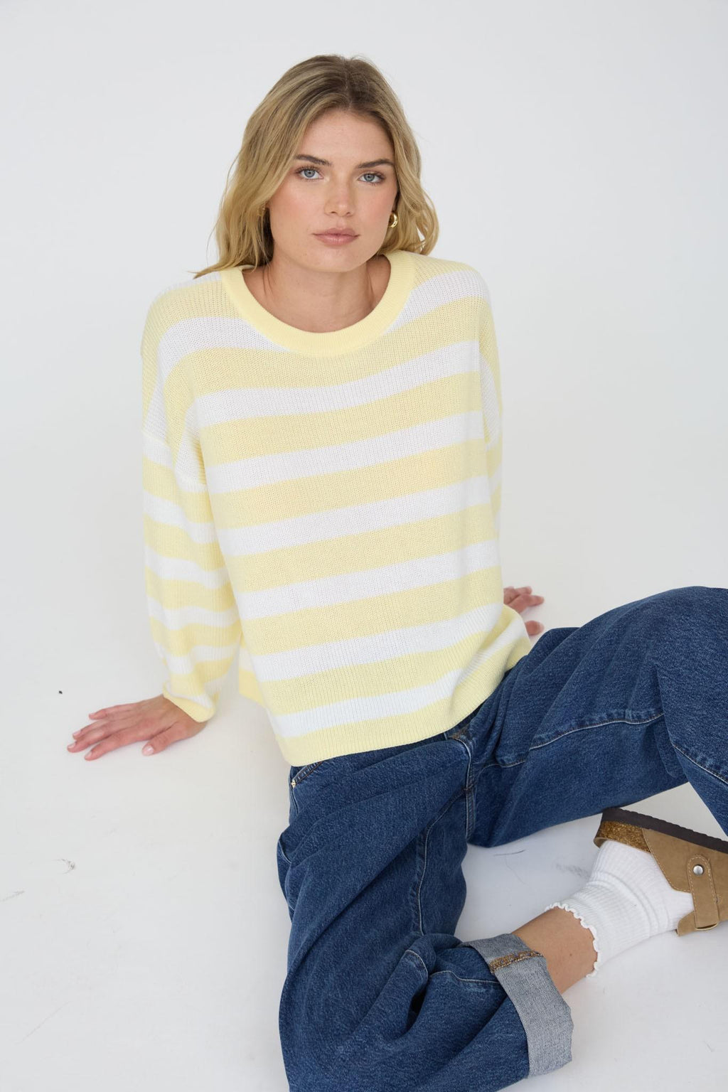 Stripe Long Sleeve Cozy Knit Top