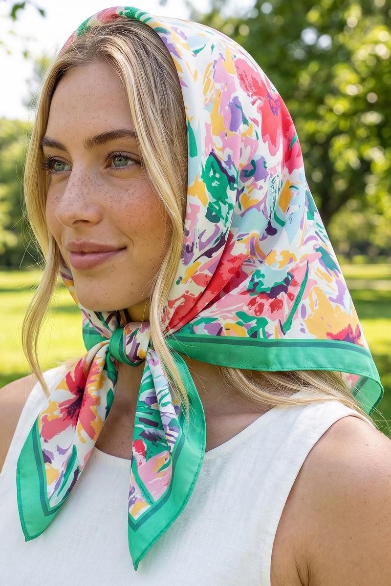 Painterly Abstract Floral Square Scarf