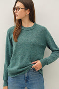 Crew Neck Pullover Exposed Seam Knit Sweater