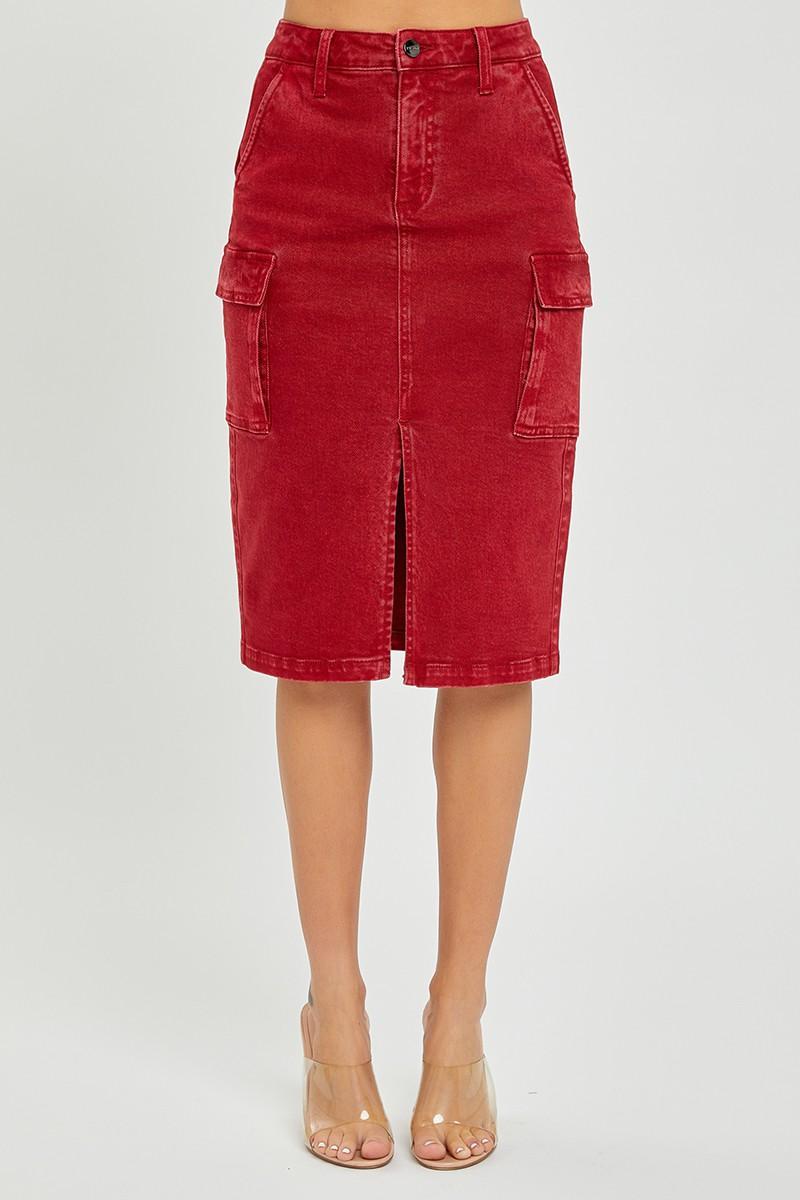 High Rise Midi Cargo Skirt