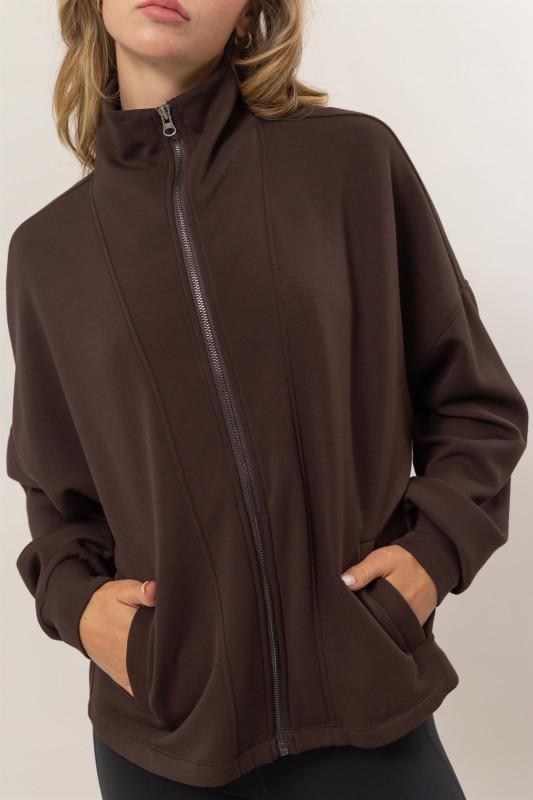 High Neck Zip-Up Jacket