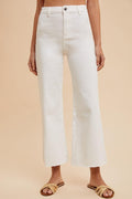Stretch High Rise Wide Leg Cropped Denim Jean