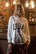 Usa Graphic Raglan Long Sleeve Knit Top