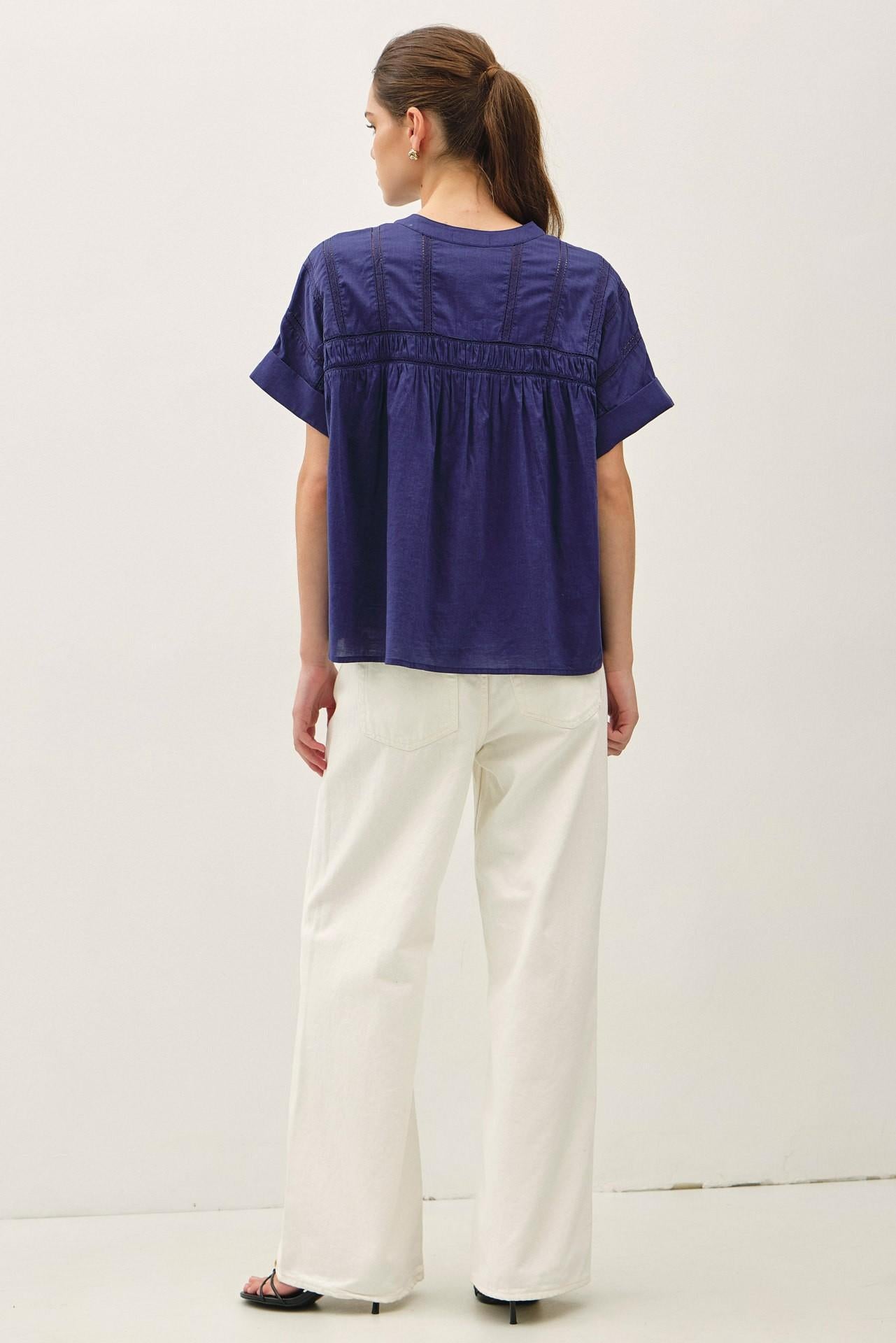 Eyelet Laced Oversize Dolman Sleeve Top
