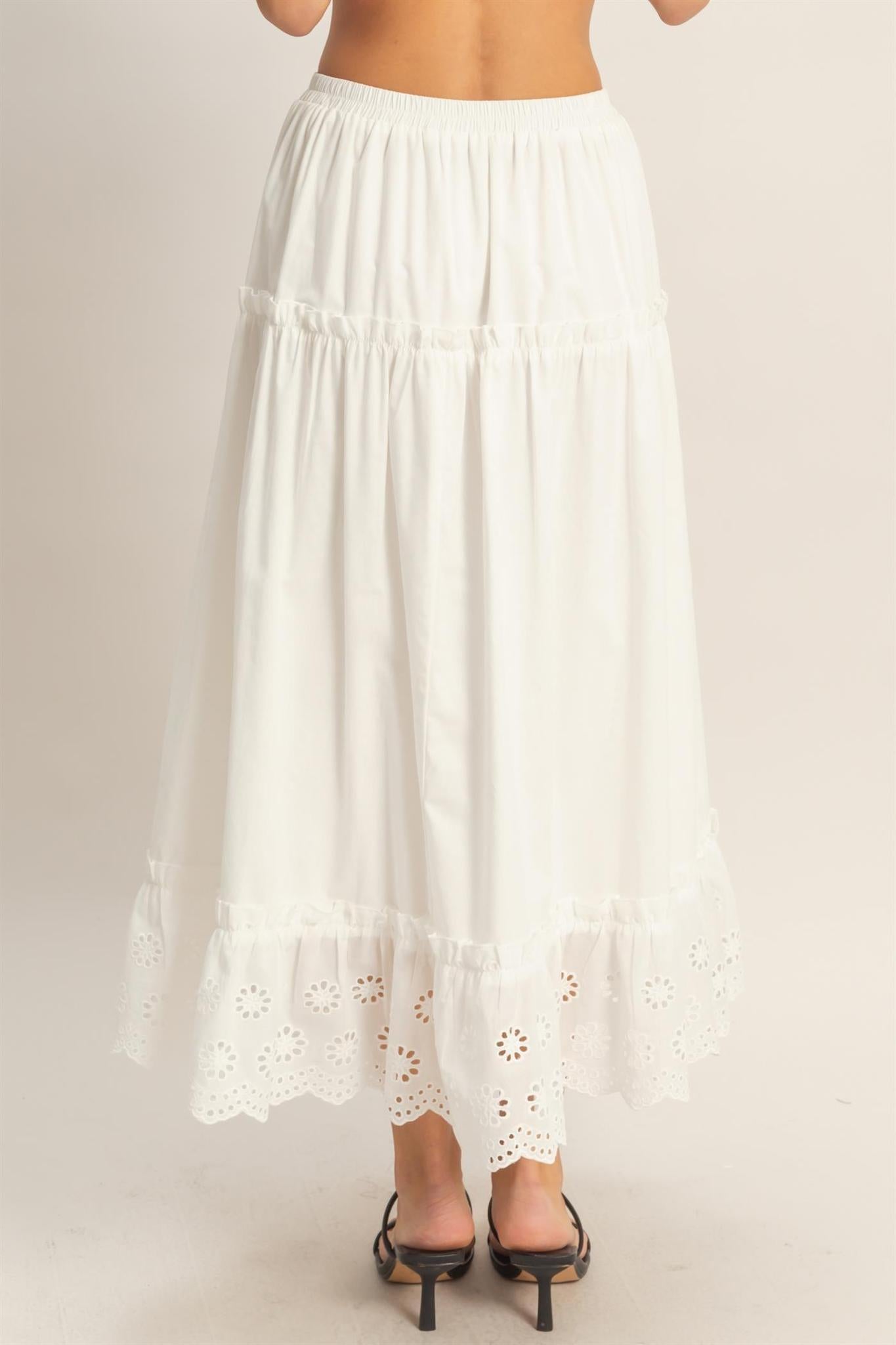 Tiered Eyelet Maxi Skirt