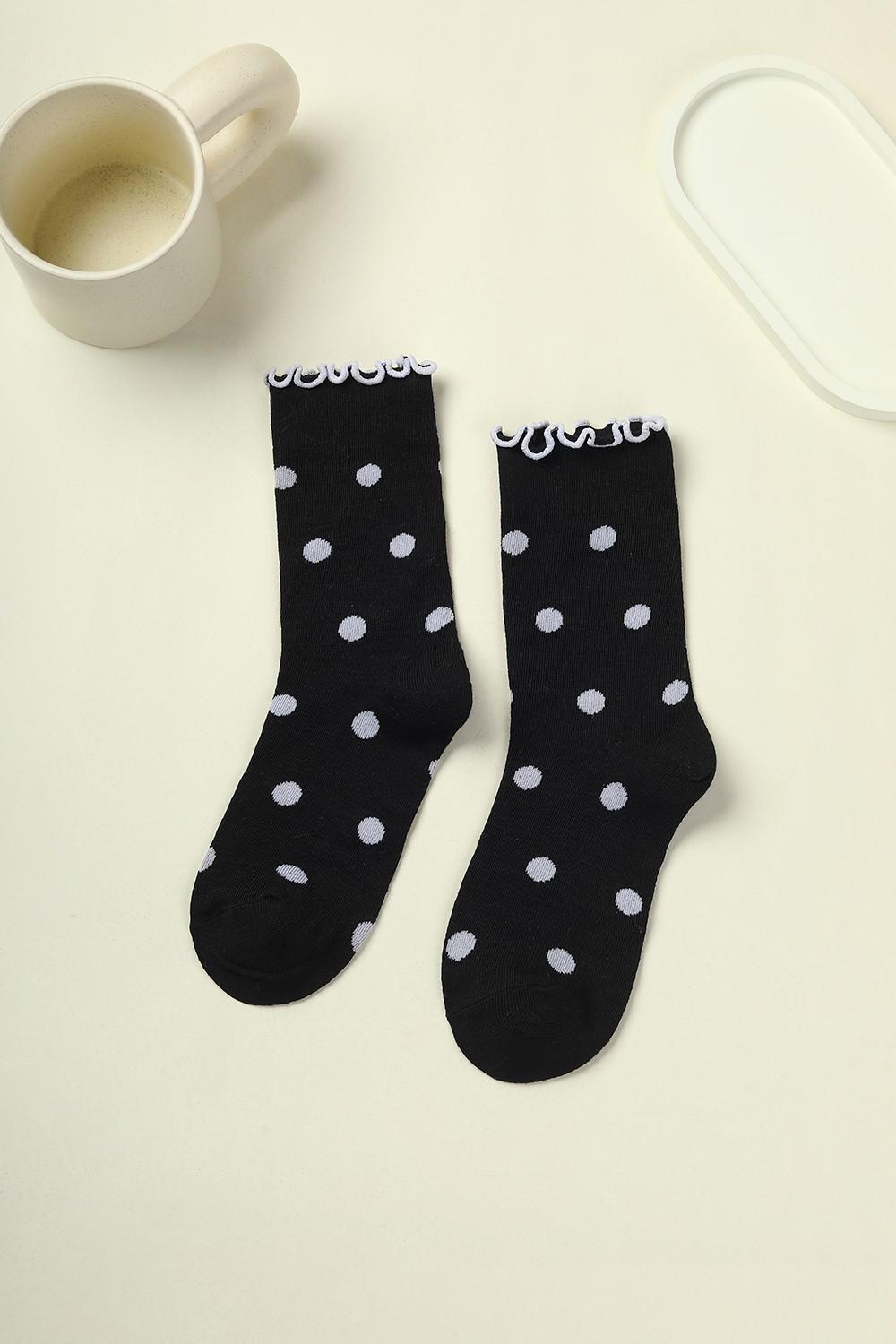 Ruffled Polka Dot Crew Socks