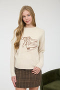 Ice Skate Jacquard Knit Pullover Sweater