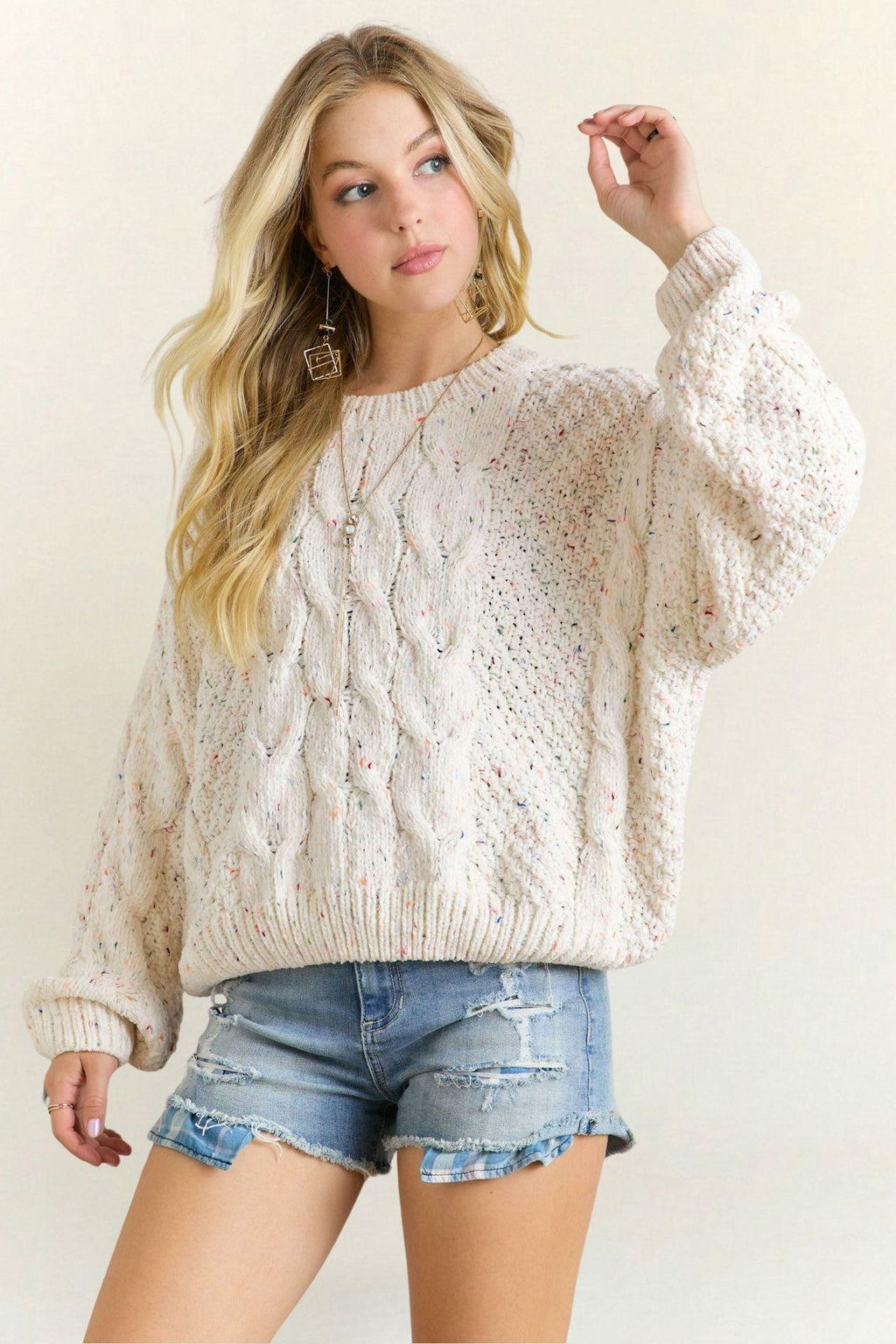 Multi Color Cable Knit Sweater