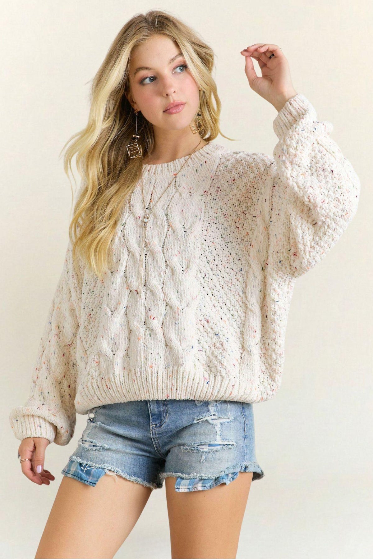 Multi Color Cable Knit Sweater