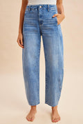 Comfy Tummy Control Stretch Barrel Leg Tapered Jeans