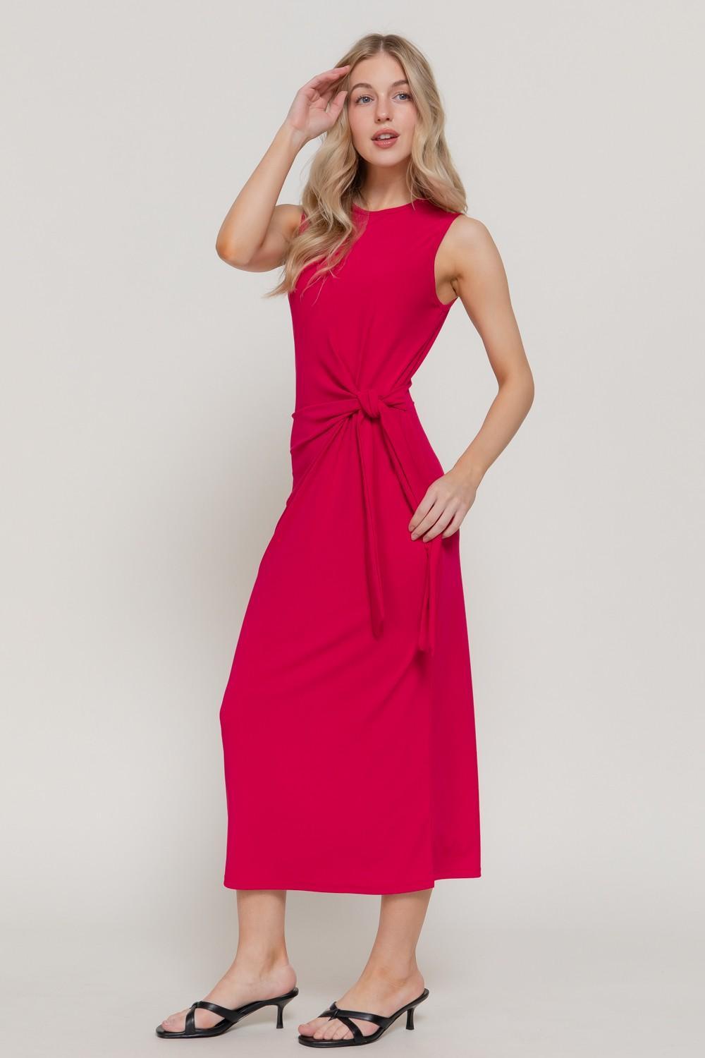 Sleeveless Waist Tie Midi Dress