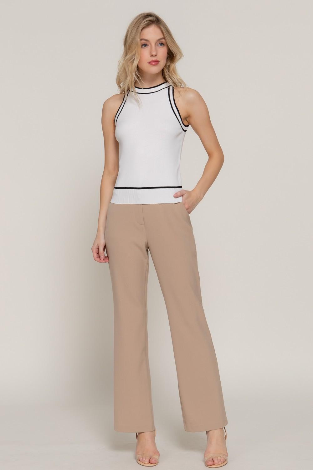 Contrast Stripe Halter Neck Spring Sweater