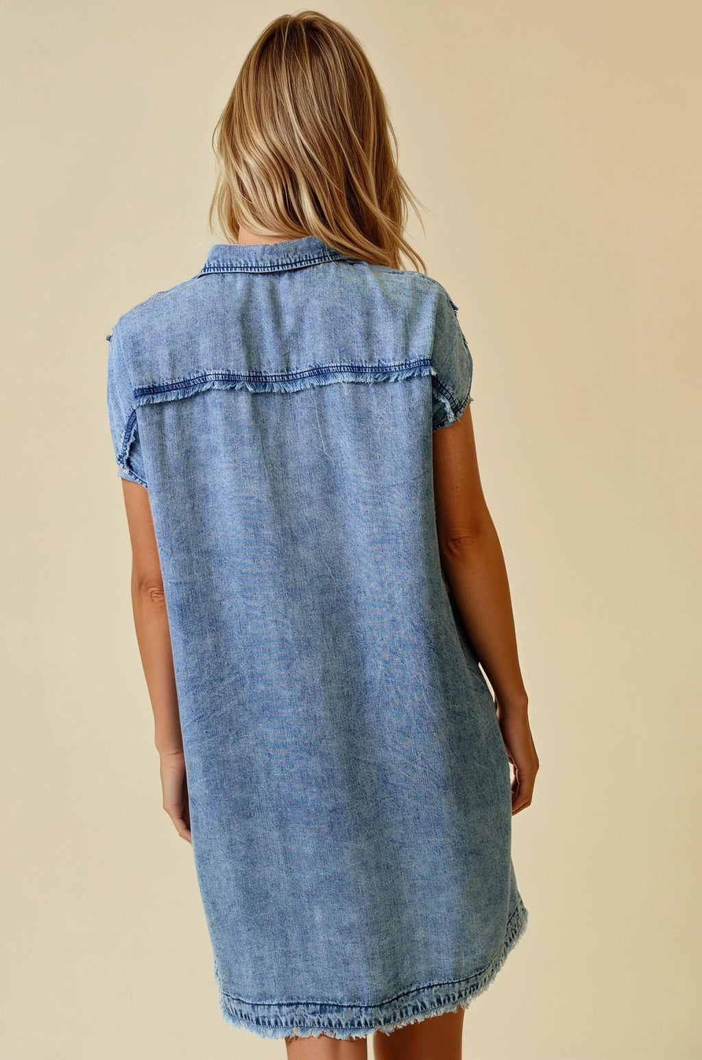 Tencel Denim Short Sleeve Shirt Mini Dress