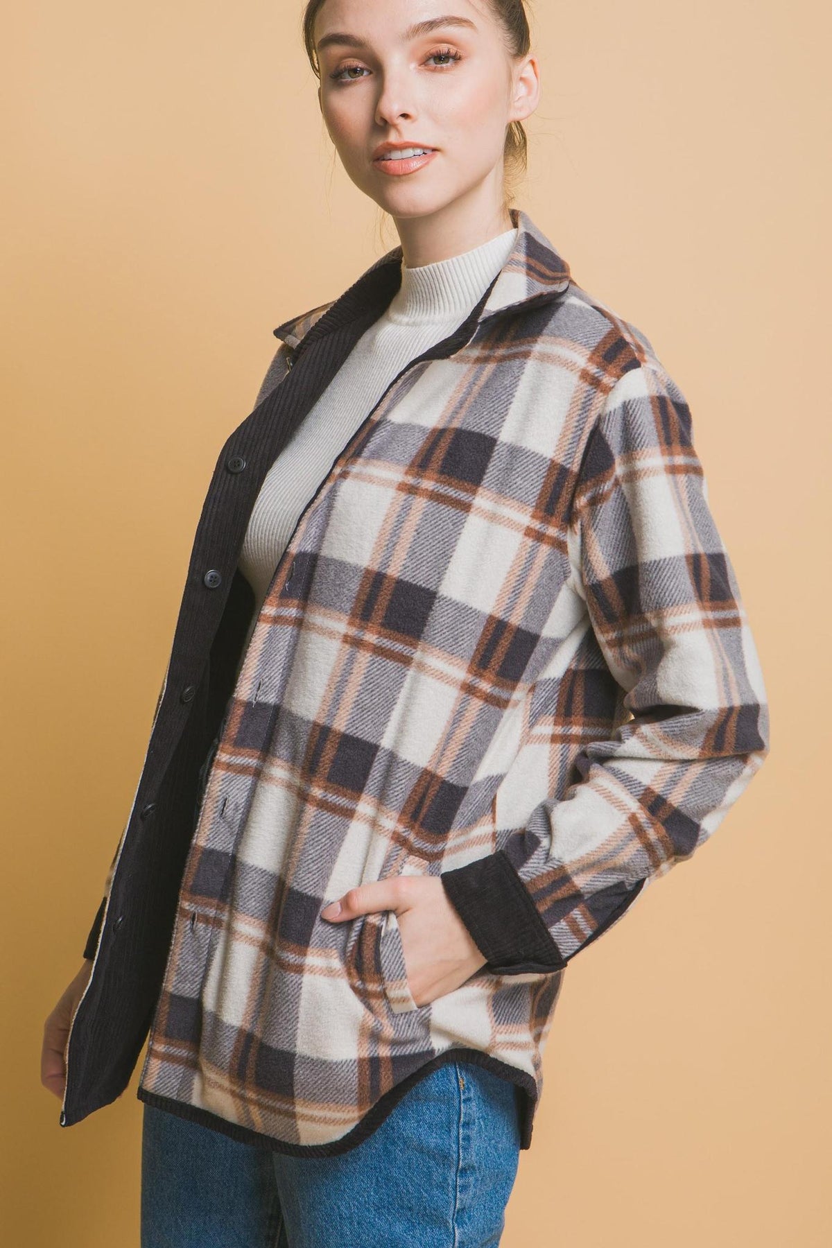 Reversible Corduroy Flannel Plaid Shacket – Western