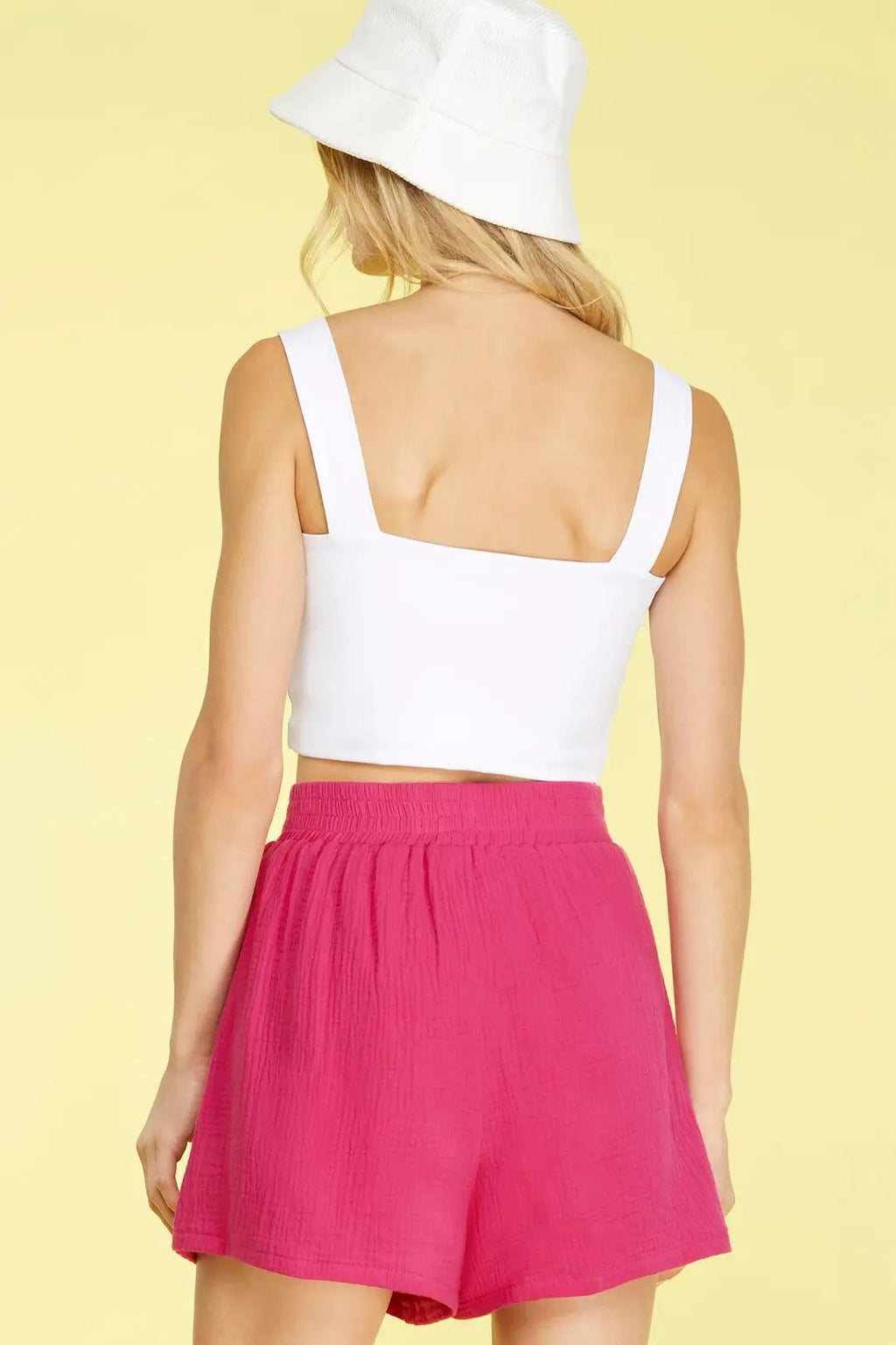 Woven Short Pants with Side Pockets and Front Tie