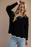 Knit Sweater with Contrasting Hem