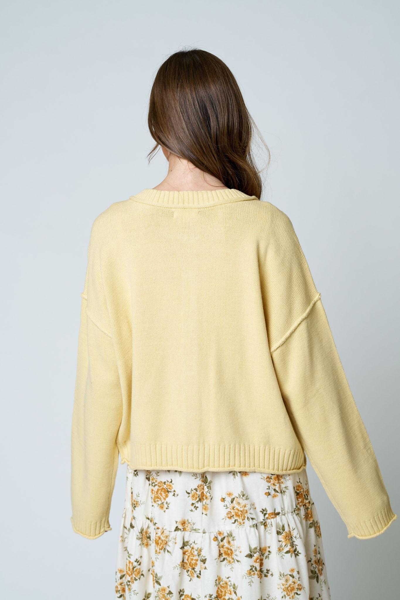 Raw Edge Exposed Seam Button Down Knit Cardigan