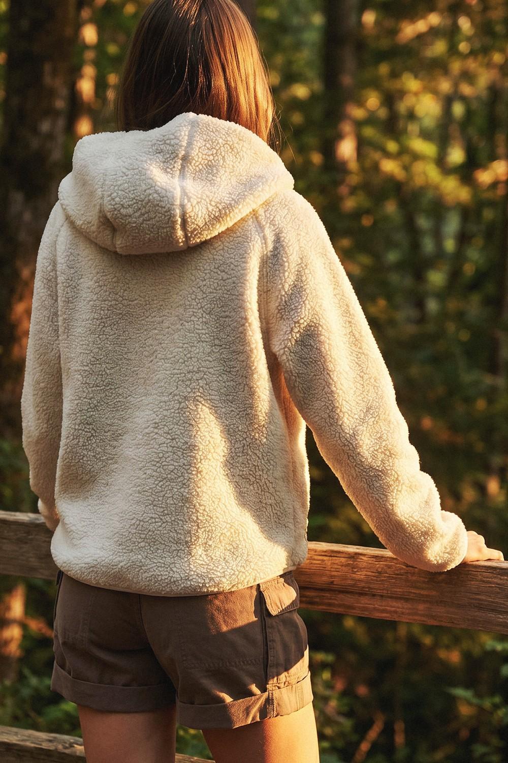 Sherpa Fleece Zip-Front Hoodie Jacket