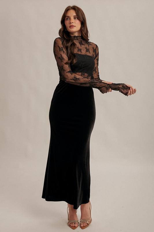 Velvet Pull On Maxi Skirt