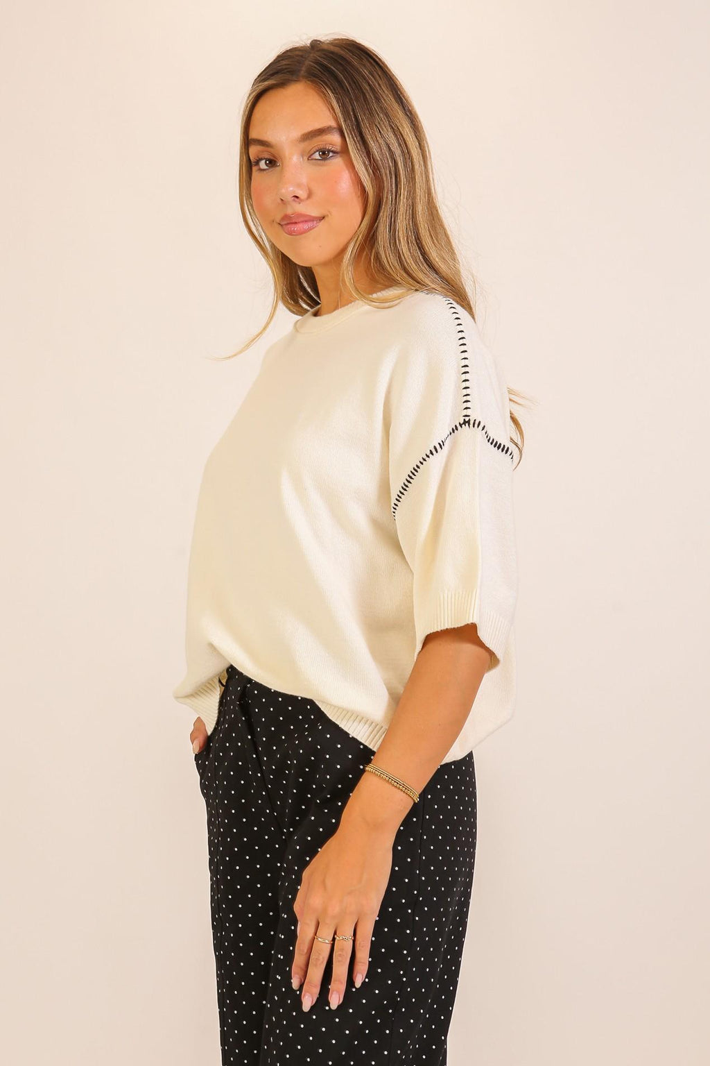 Relaxed Knit Short Sleeve Sweater