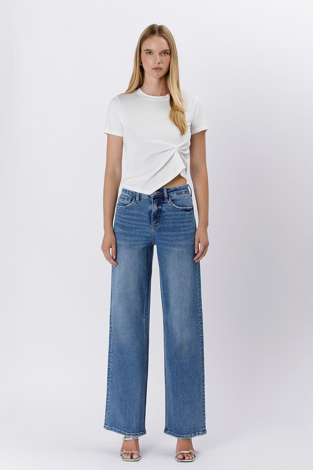 Tummy Control Super High-Rise Baggy Wide-Leg Jeans