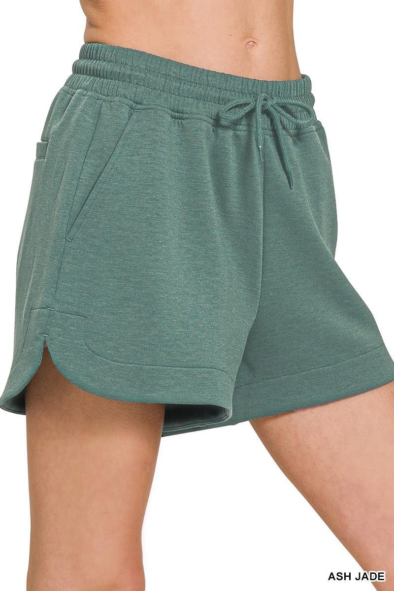 Scuba Elastic Waistband Shorts with Pocket