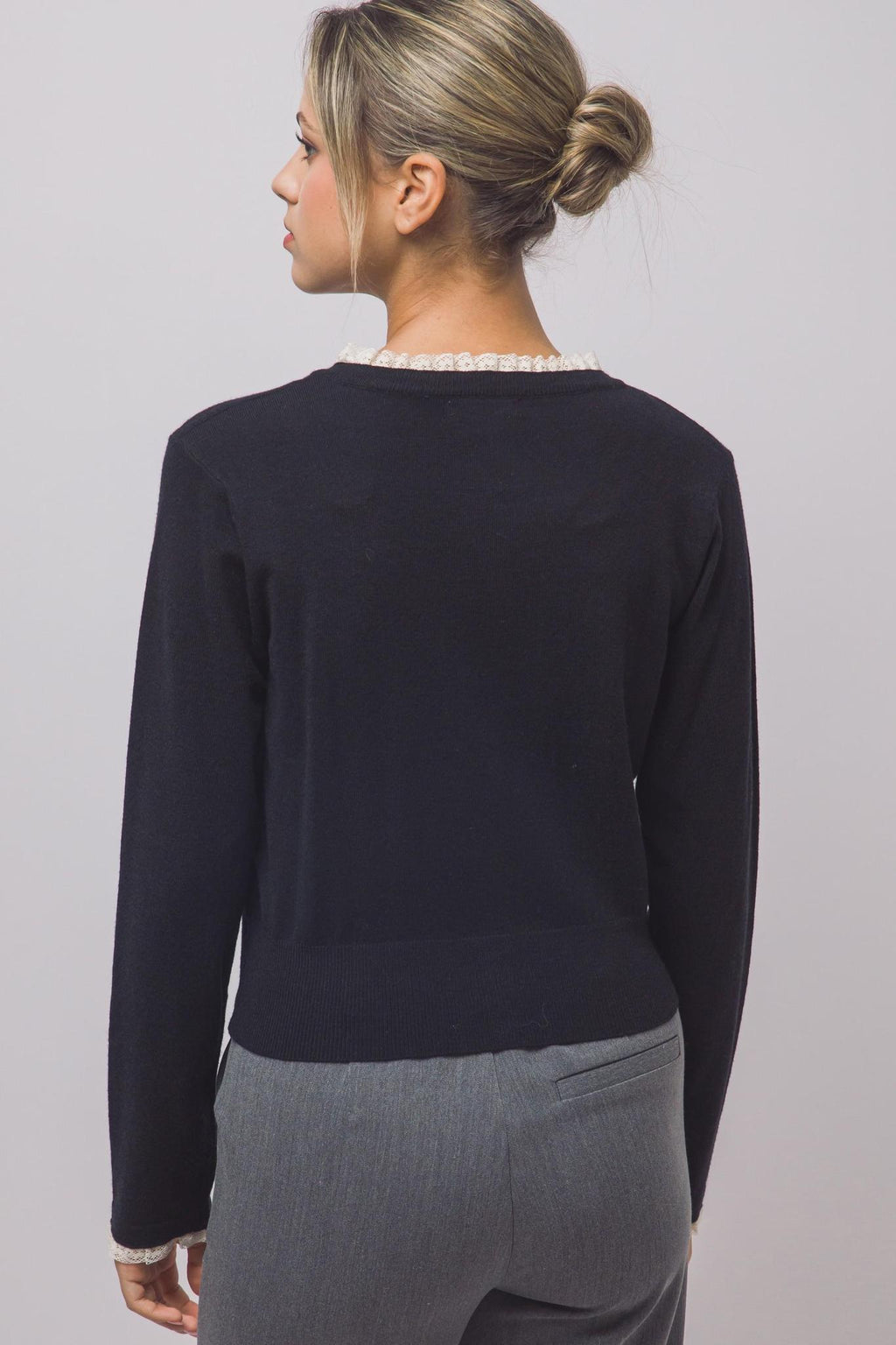 Lace-Trimmed Cardigan