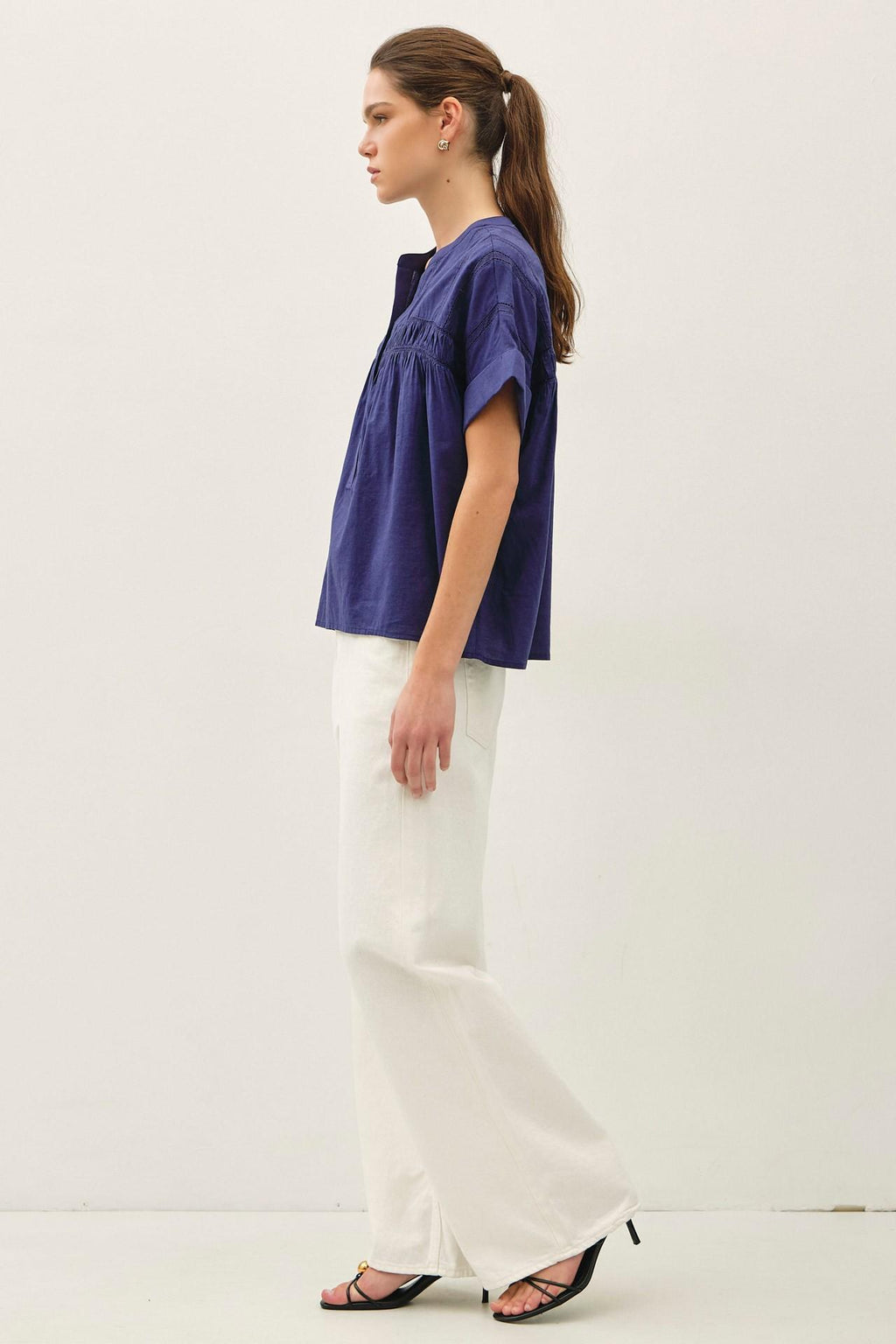 Eyelet Laced Oversize Dolman Sleeve Top