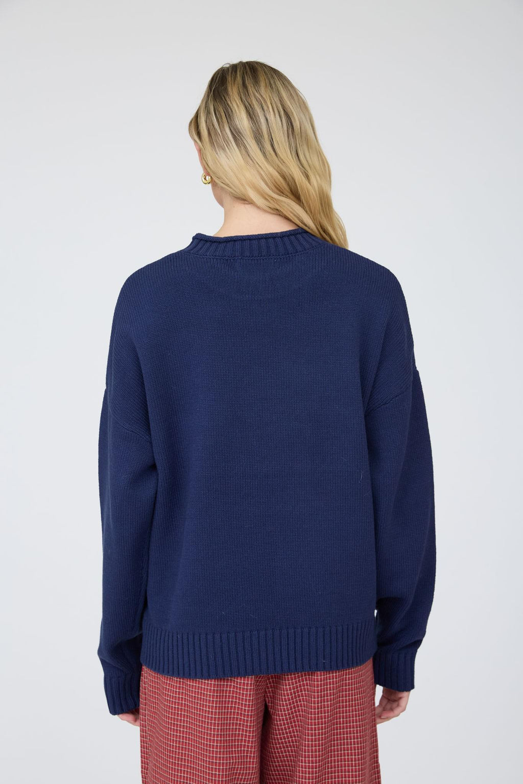 Intarsia Puppy Crew Neck Relaxed Sweater