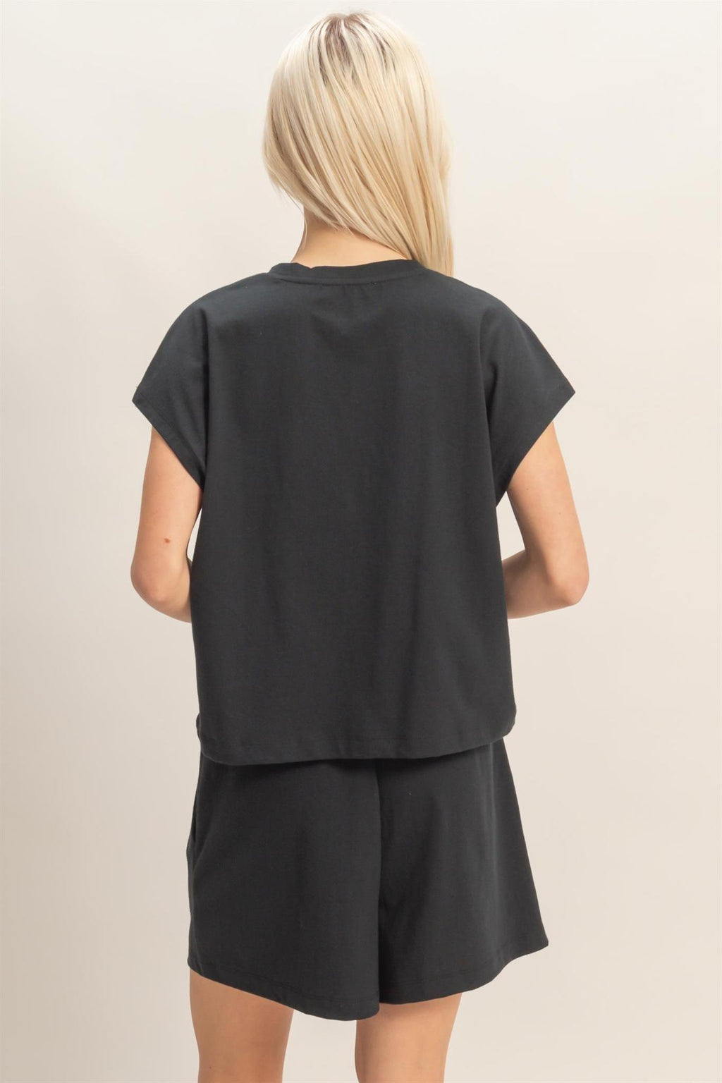 Sleeveless Crew Neck Top And Shorts Set