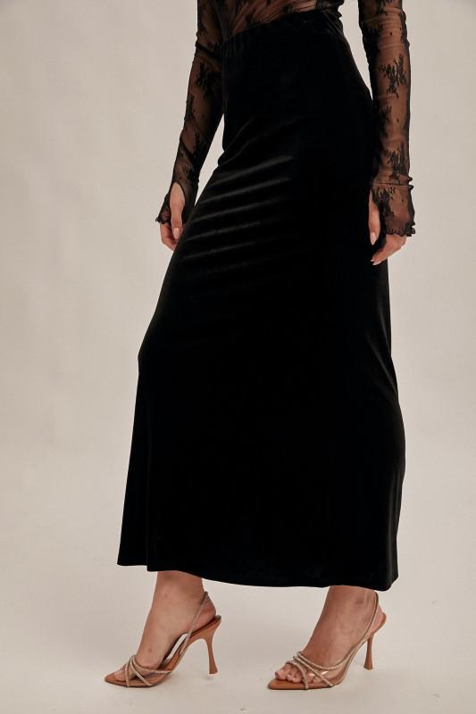 Velvet Pull On Maxi Skirt