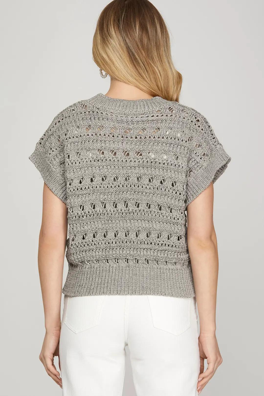 Drop Shoulder Short Sleeve Sweater Top