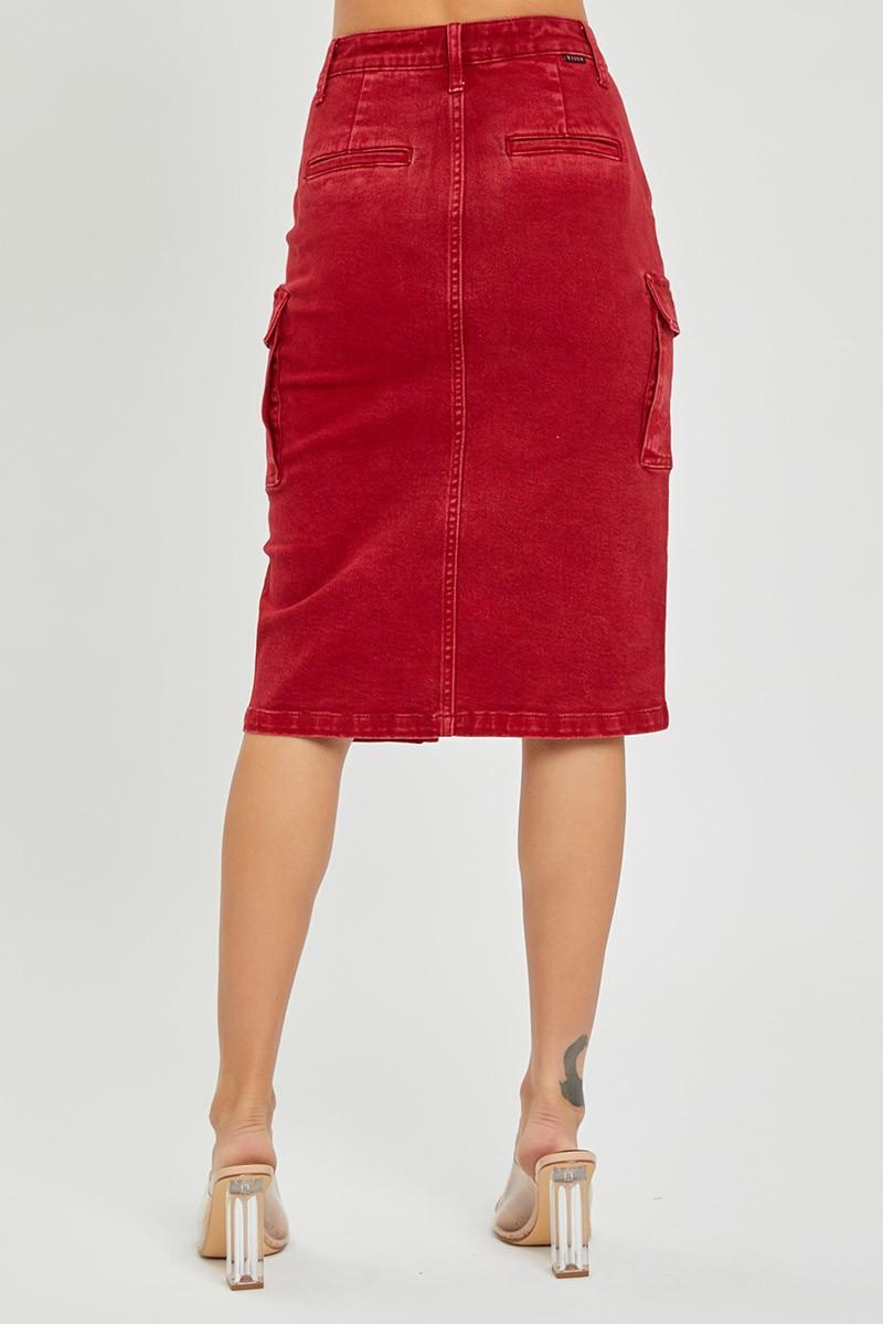 High Rise Midi Cargo Skirt