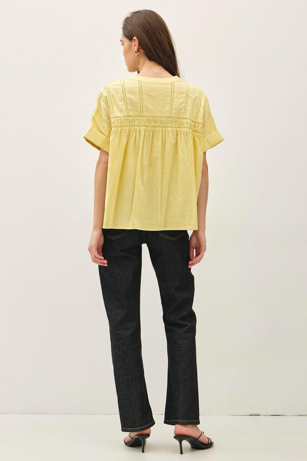Eyelet Laced Oversize Dolman Sleeve Top