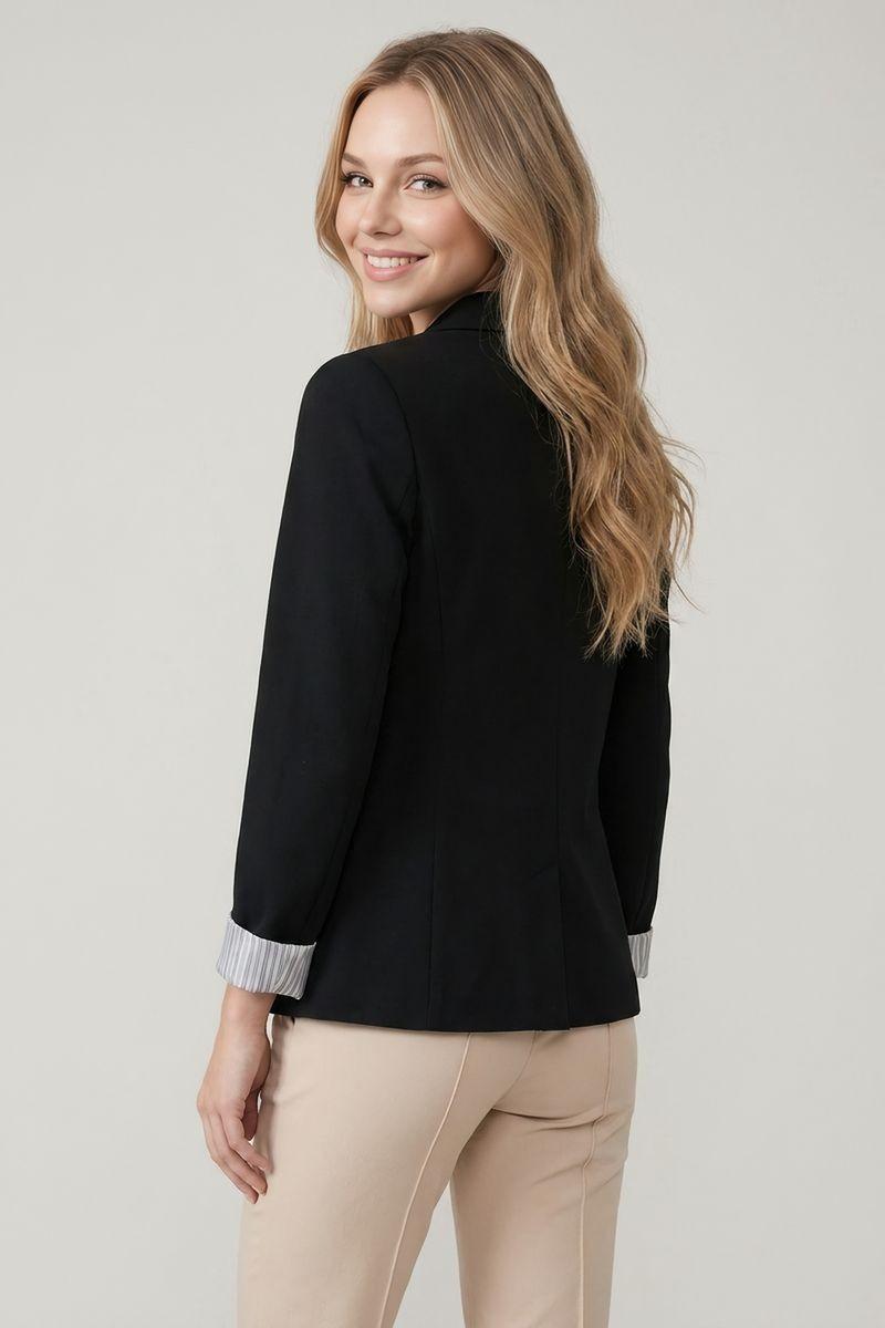 Long Sleeve One Button Blazer with Striped Lining