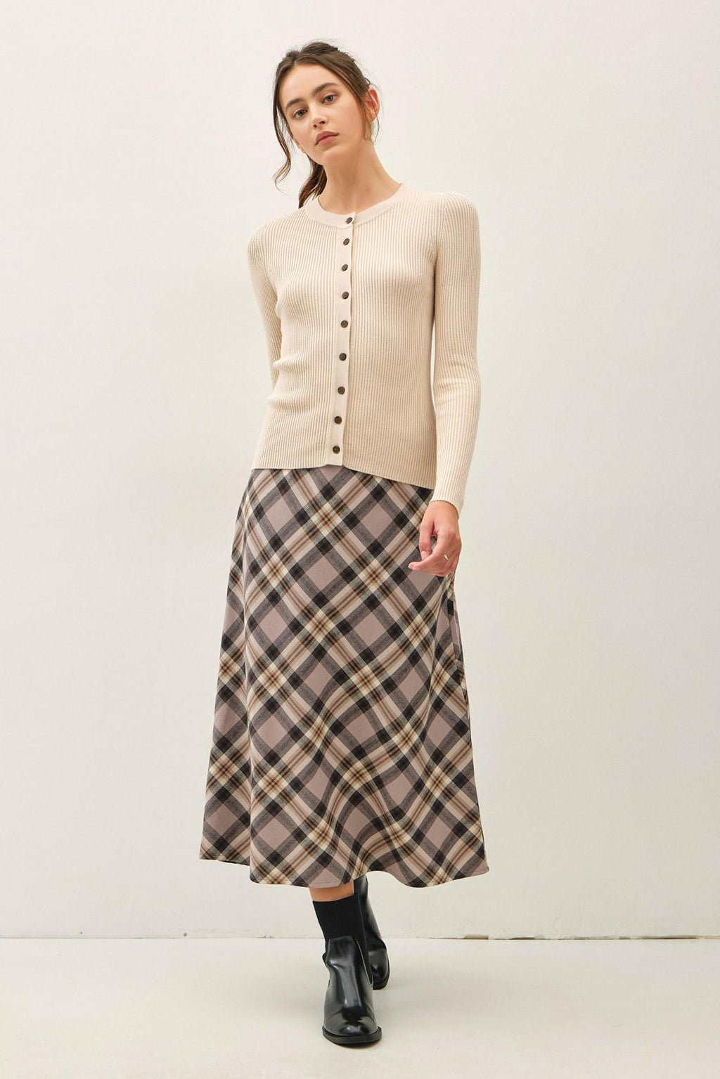 Campbell Plaid Knee Length A-Line Skirt