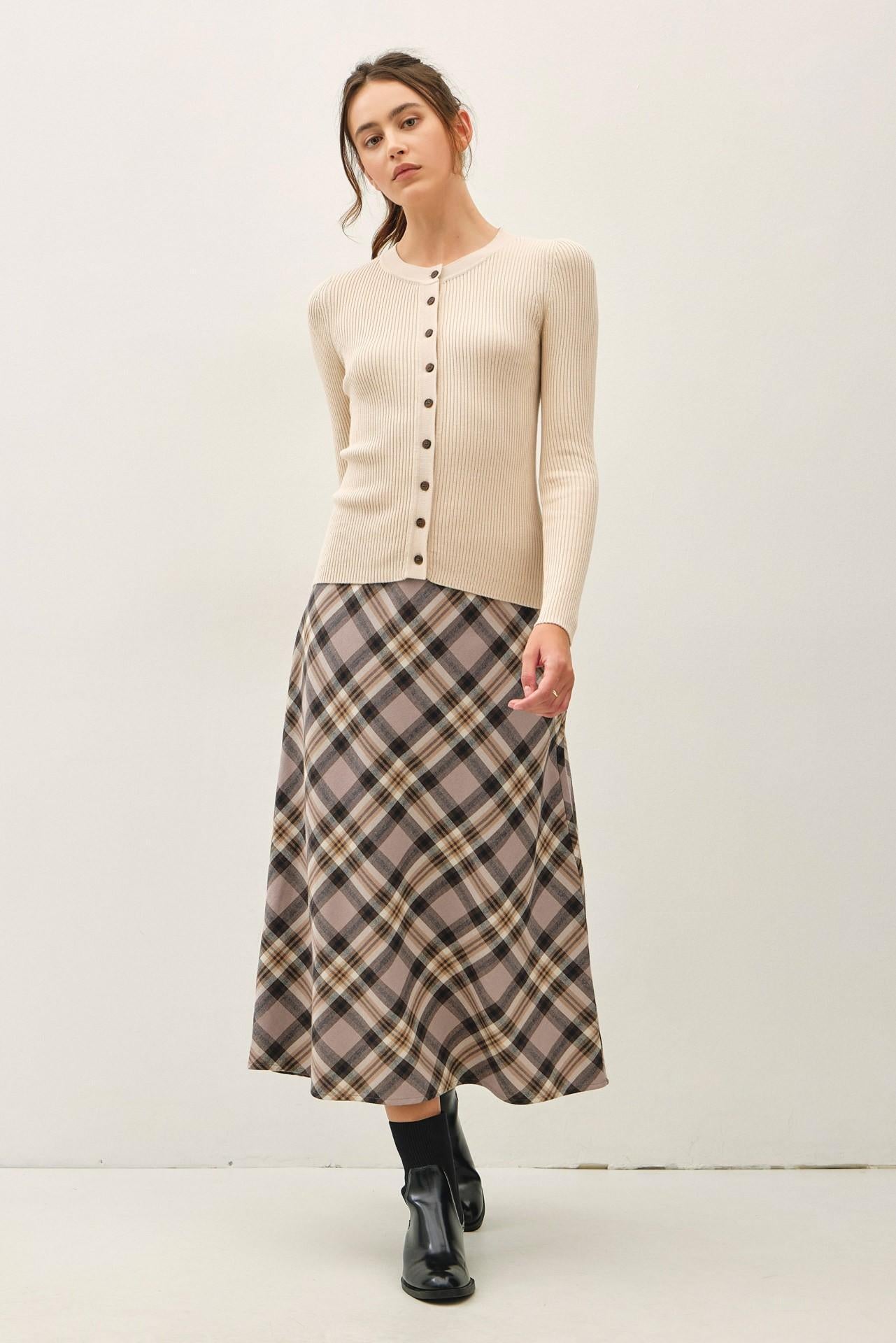 Campbell Plaid Knee Length A-Line Skirt