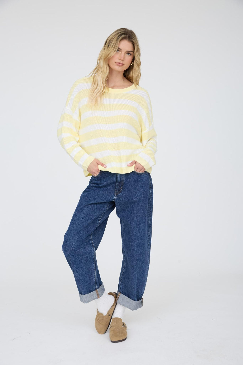 Stripe Long Sleeve Cozy Knit Top
