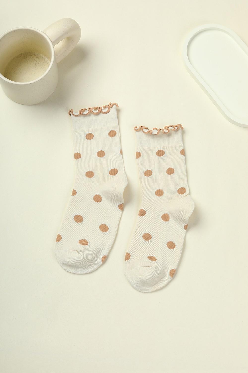 Ruffled Polka Dot Crew Socks