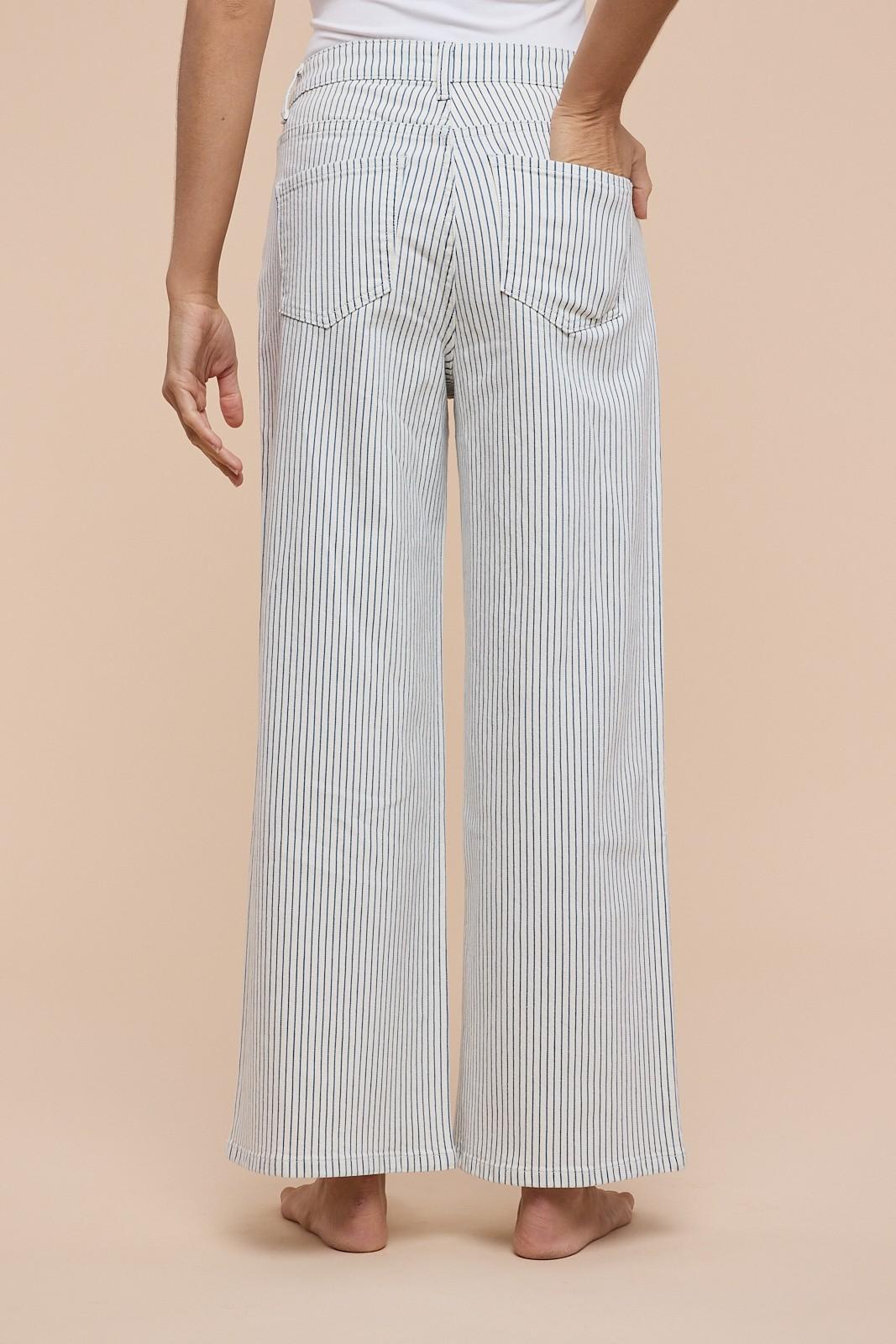 Comfort Stretch Cotton Striped Straight Leg Pants