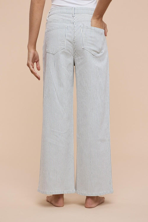 Comfort Stretch Cotton Striped Straight Leg Pants