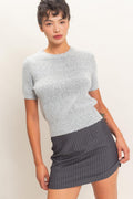 Crew Neck Short Sleeve Knit Top