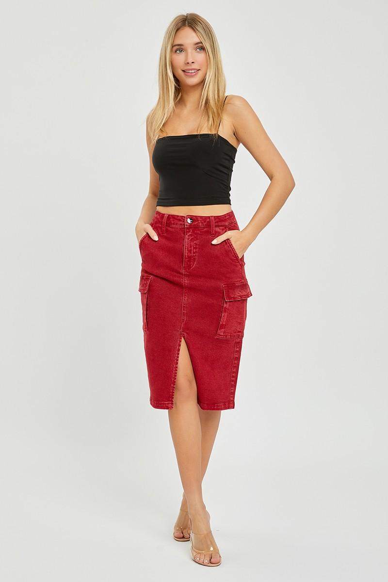 High Rise Midi Cargo Skirt