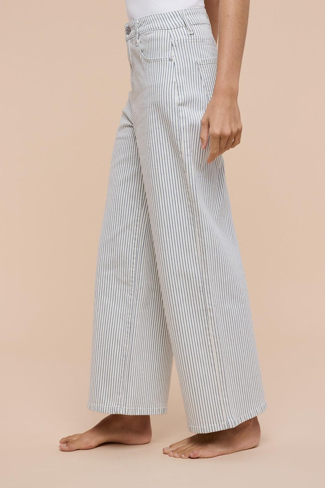 Comfort Stretch Cotton Striped Straight Leg Pants
