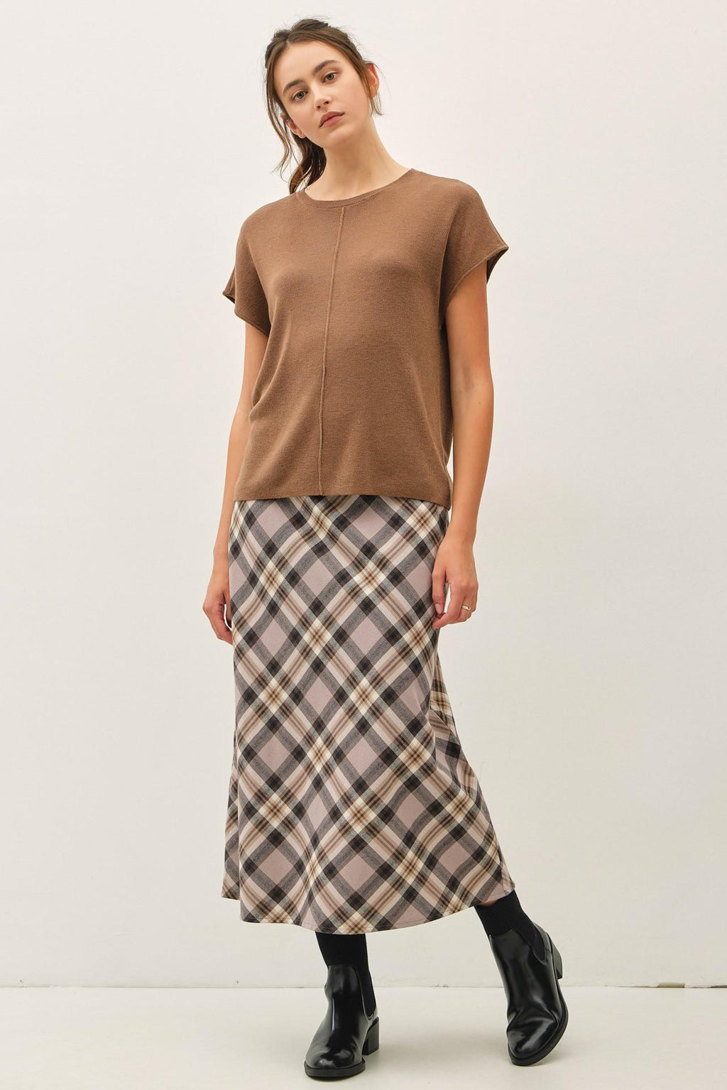 Campbell Plaid Knee Length A-Line Skirt