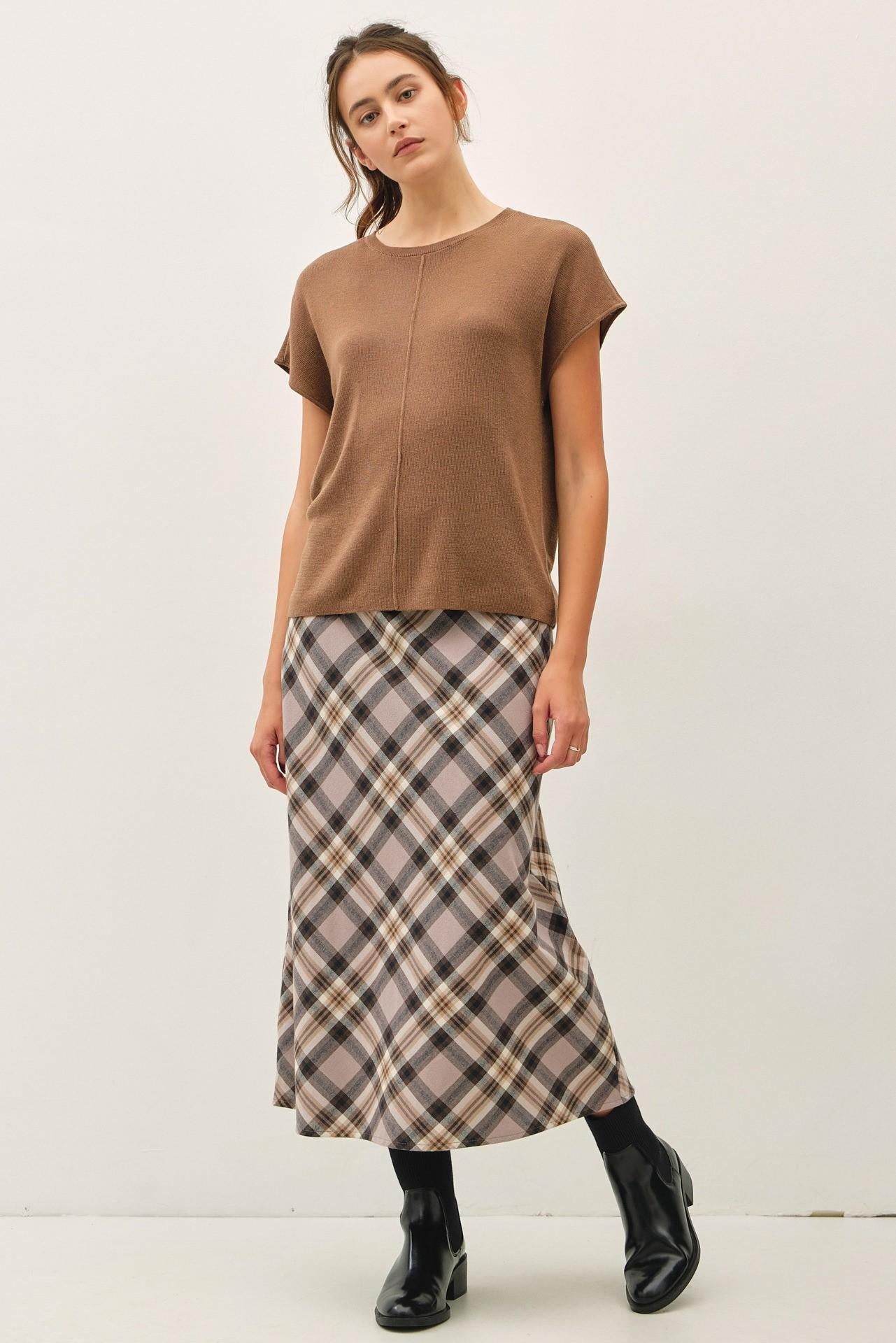Campbell Plaid Knee Length A-Line Skirt