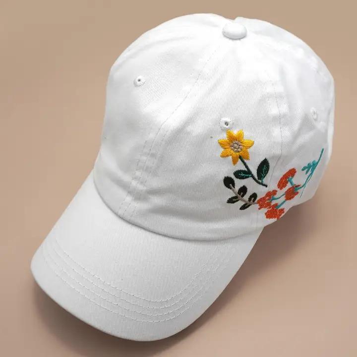 Embroidered Floral Baseball Cap Hat