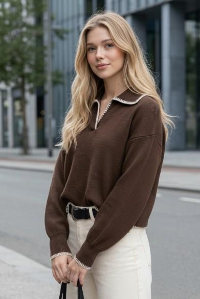 Sophisticated Collar Long Sleeve Sweater