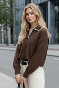 Sophisticated Collar Long Sleeve Sweater